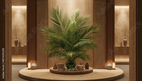 Relaxing spa setting with p...
