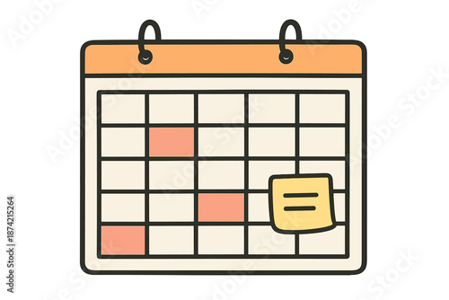 Calendar layout showing marked dates with notes and reminders for scheduling events and planning activities in a simple format