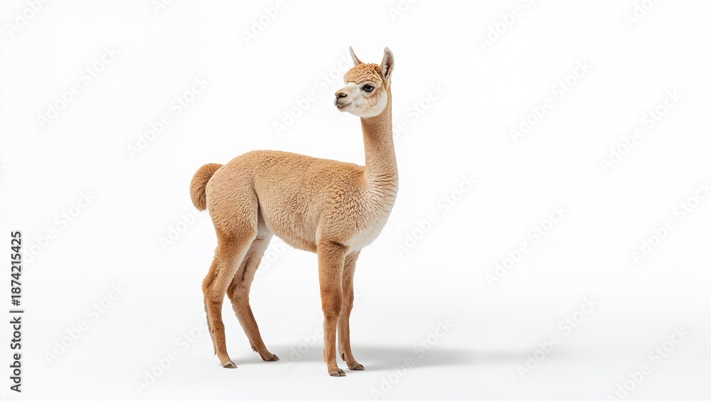 Fototapeta premium Fawn-colored alpaca fleece, fiber quality assessment for clothing, World Wool Day