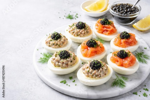 Tuna and smoked salmon serv...