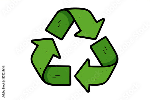 Design of three green arrows forming a recycling symbol with a simple and clear look