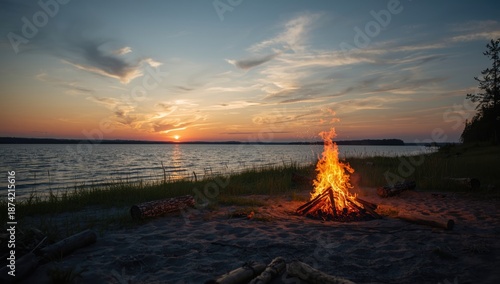 Campfire along the Gulf of ...