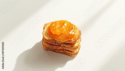 Toasted bread topped with a...