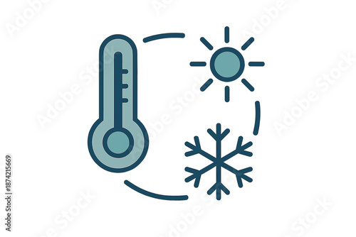 Weather symbol showing temperature change between hot and cold conditions
