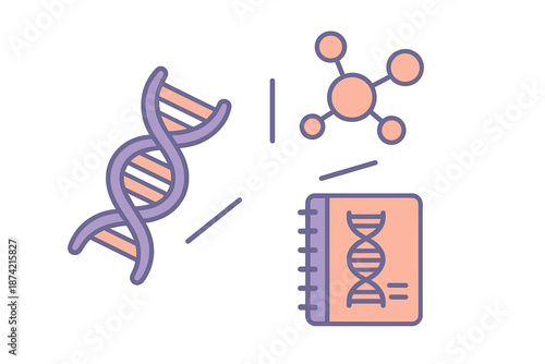 Details of DNA structure, molecular models, and notes shown together in a creative design with educational purpose
