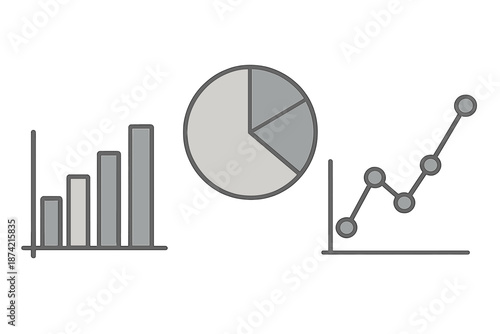 Graphs and charts show data trends and statistics for analysis and decision making in business and research environments