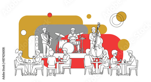 Jazz Band Performing Live Music on Stage.