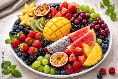 Tropical fruit plate with b...