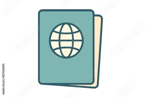 Passport with globe symbol showing travel document design for international journeys and adventures