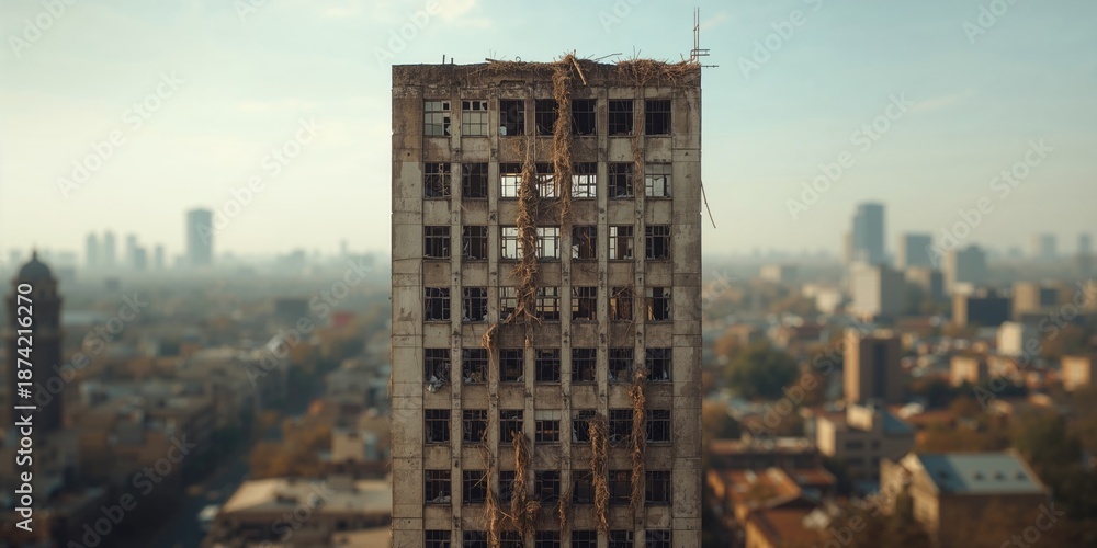 Obraz premium Derelict structure in Johannesburg South Africa, signs of urban decay