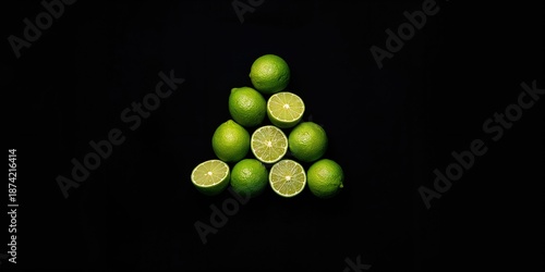 Set of lime slices on dark ...