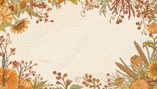 Seasonal border with ink-dr...