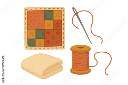 Crafting with fabric and thread in a creative workspace during daytime hours