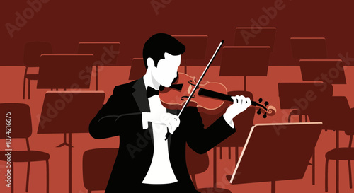 Male Violinist Playing Classical Music on Stage.
