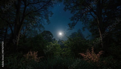 Garden landscape illuminate...
