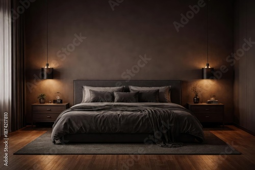 Contemporary dark bedroom s...