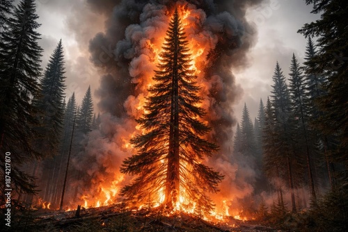 Wildfire blazing through a ...