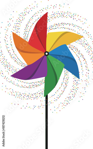 Colorful Pinwheel with Confetti