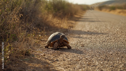 Steppe tortoise on its nati...