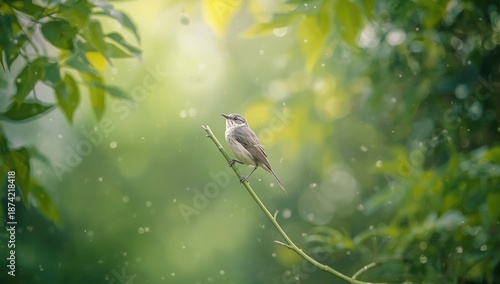 Ashy Prinia in a dense foliage environment, its role in local ecosystems, World Bird Day
