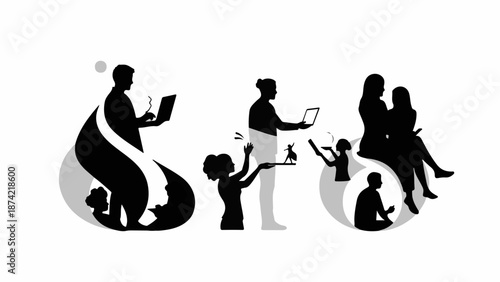 Diverse group of people connected through technology and shared spaces, symbolizing community and collaboration.