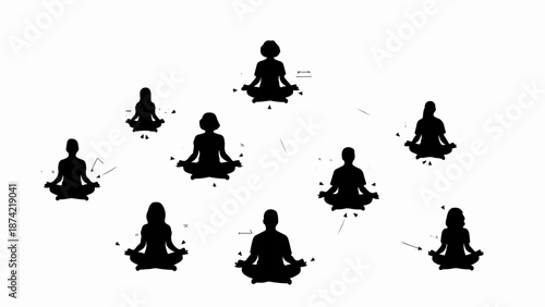 Diverse group meditating in peaceful unity, finding inner calm and connection.