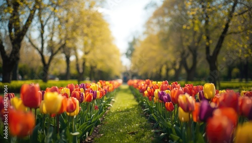Colorful tulip alley in a s...
