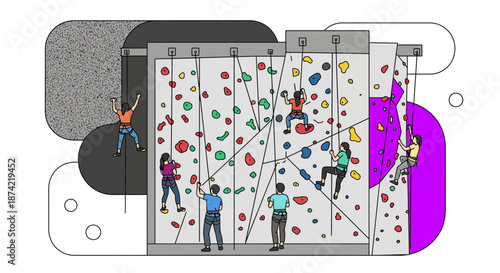 People Climbing Indoor Rock Climbing Wall Activity.