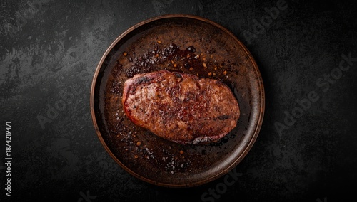 Sliced beef strip steak on ...