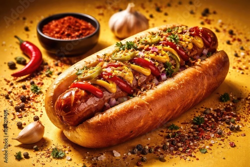 Delectable hot dog enhanced...
