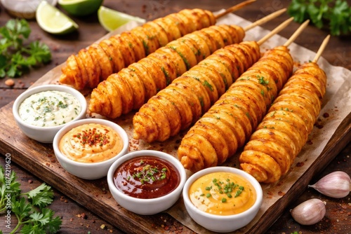 Savory spiral fries on stic...