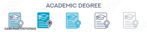 Academic Degree Element For Design Graphic - Multi Styles. Vector Illustration Of Two Colored And Black. Multiple Icons Designs Can Be Used For Mobile, Ui, Web 