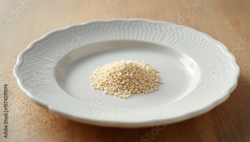 White sesame seeds on a whi...