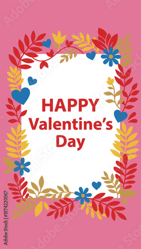Happy Valentine's Day Floral and Star Design