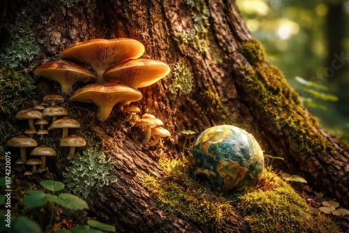 Wild fungi flourishing on t...