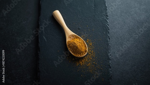 Ground cumin in a wooden sp...
