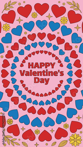 Happy Valentine's Day Floral and Star Design