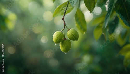 Cluster of green and ripe a...