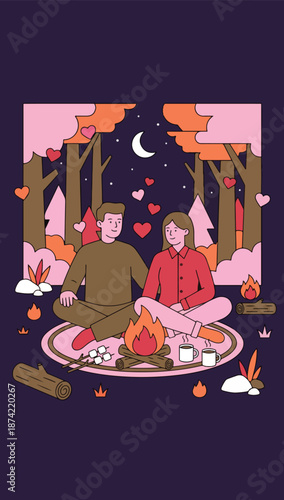 Couple Camping Under the Stars