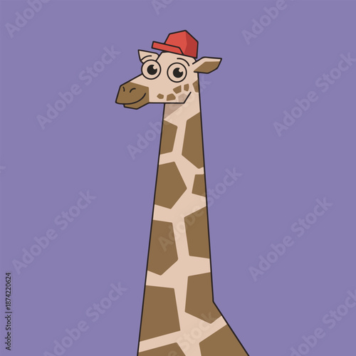 Giraffe with a Red Cap