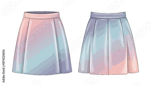 Delicate Pleated Skirts with Gradient Pastel Hues Representing Youthful Fashion and Style Choices