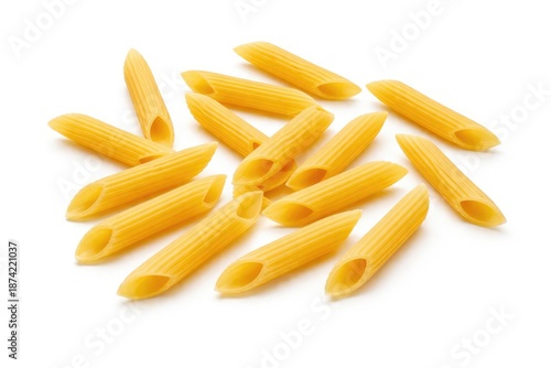 Penne rigate pasta pieces i...