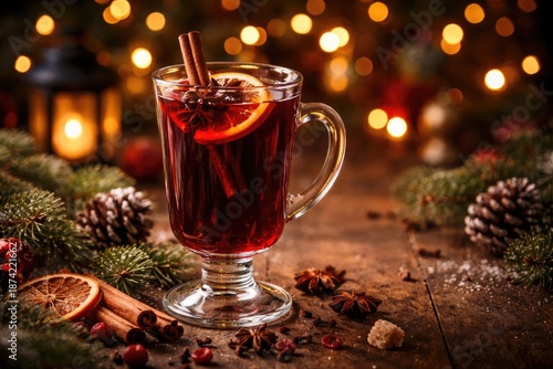 Glass of traditional mulled...