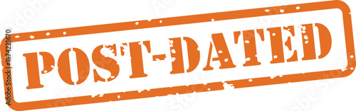 Orange post dated stamp with white background