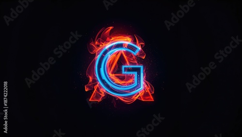 Glowing blue light icon beh...