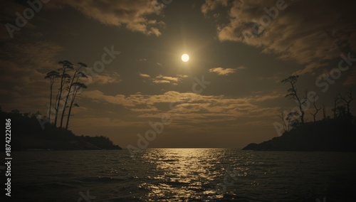 Outdoor scene at night with...