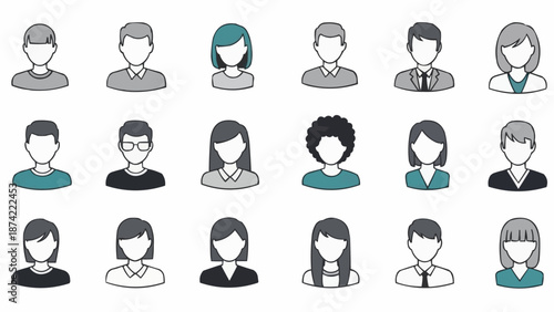 Collection of diverse user profile icons in a grid layout.