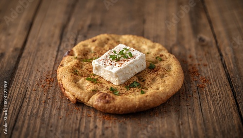 Cheese slice on pita bread,...