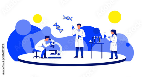 Scientists Conducting Genetic Research in Laboratory.