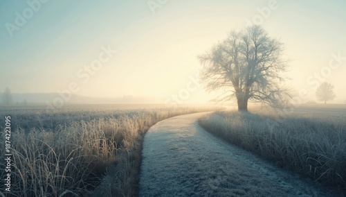 Frost-adorned trail through...